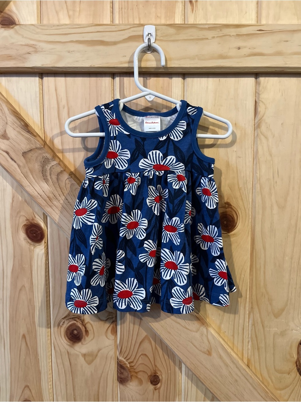 Hanna Andersson Red White Blue Flower Dress Tunic 100% Cotton Size 70